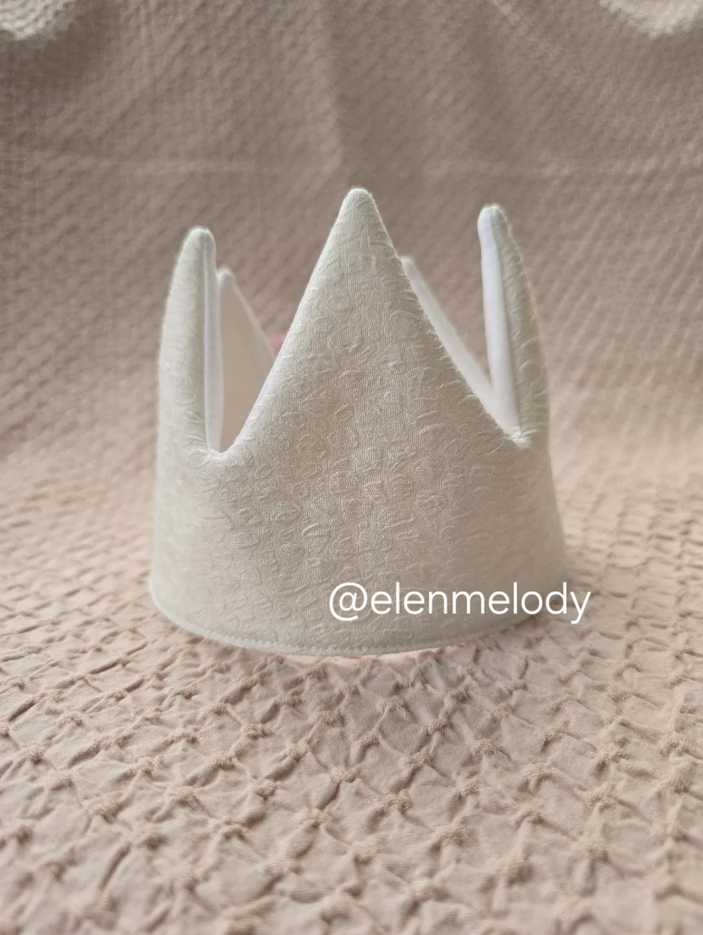NEW Handmade White Fabric Baby Girl Birthday Crown